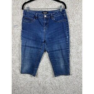 d. jeans Women’s Denim Bermuda Shorts Blue Mid Rise Stretch Casual Knee Length